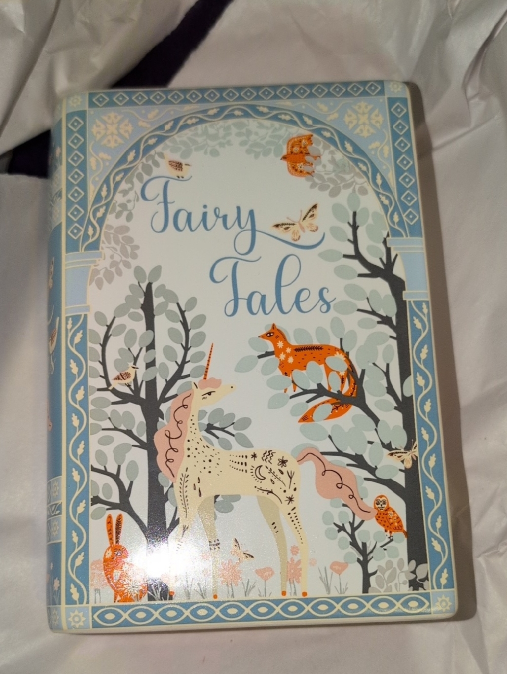 Fairy Tales Ceramic Keepsake Box in Light Blue and Cream